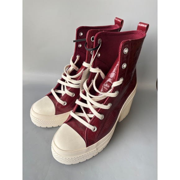 Converse Shoes - Converse Chuck Taylor All Star GR82 Dark Cherry Croc Leather Heel Boots A07657C